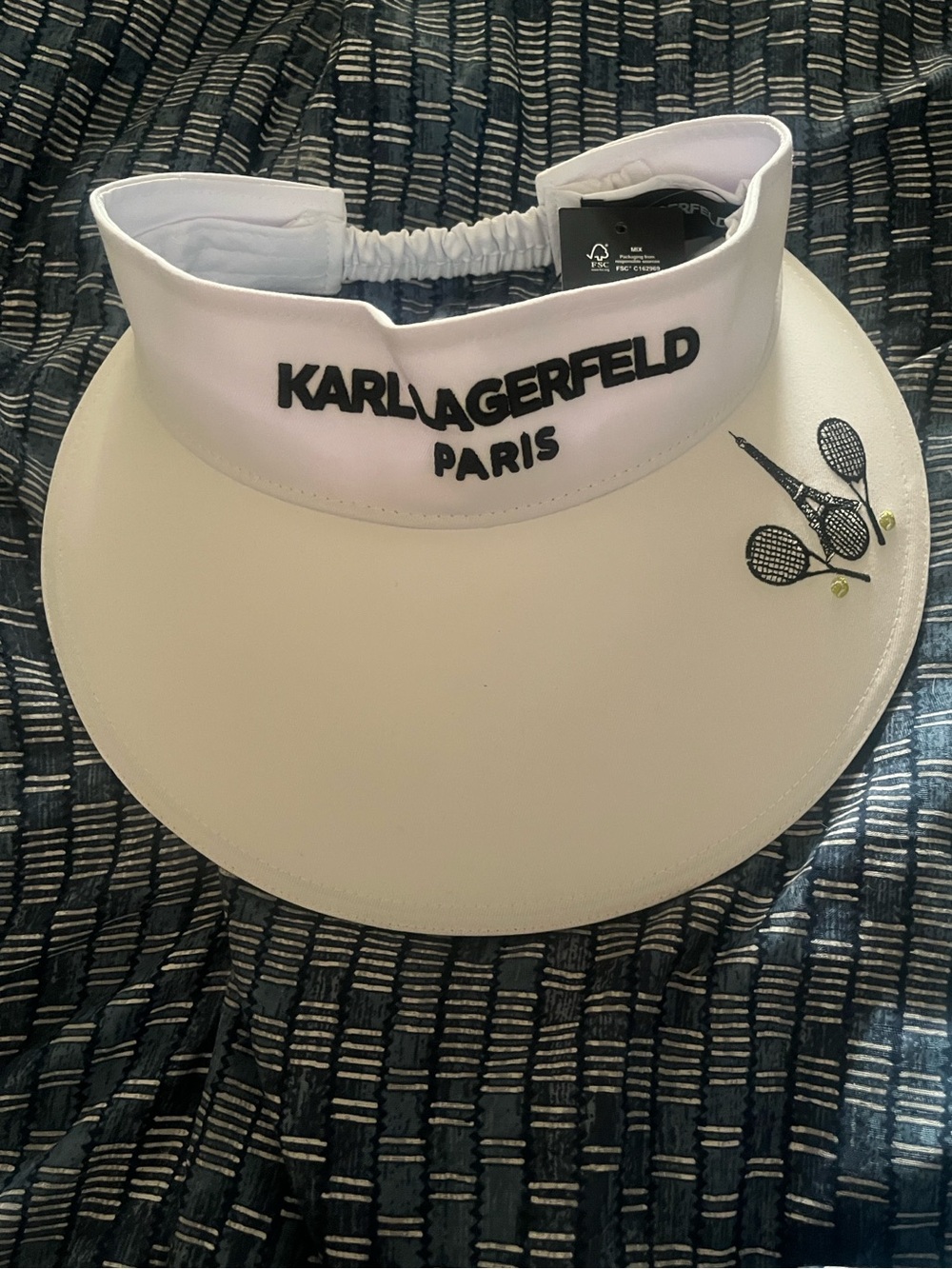 Karl Lagerfeld Visor Hat in Black and White NWT